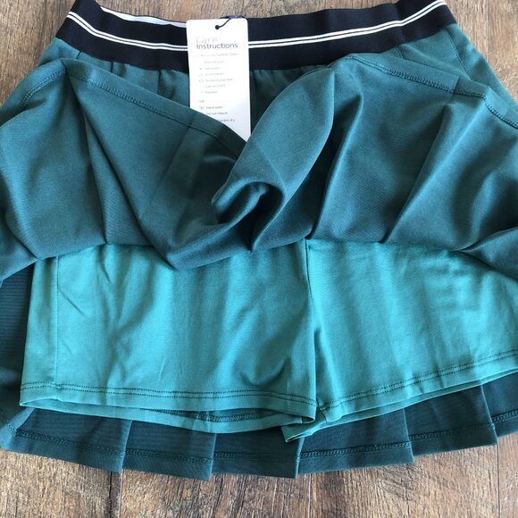 Women’s Preppy Pleated Athletic Skirt with Shorts Elastic Waist Green Large - Picture 3 of 6